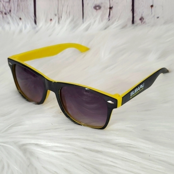 Subaru Motorsports Moto Auto Classic Square Frame Black Yellow Sunglasses Mens - Picture 8 of 11